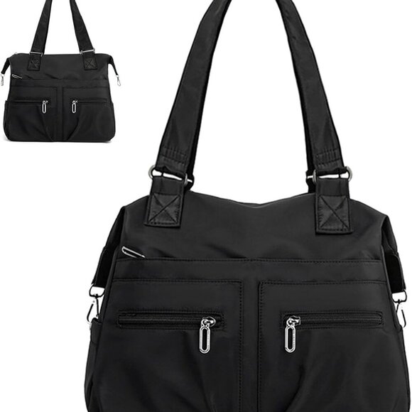 Handbags - Waterproof Nylon Tote Bag Women Lightweight Travel Office Shoulder Purse